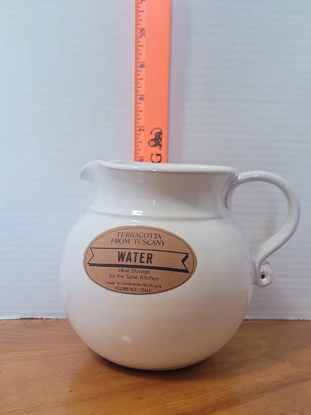 Water Pitcher 48oz TERRACOTTA FROM TUSCANY Ceramiche Alfa Spa Florence Italy
